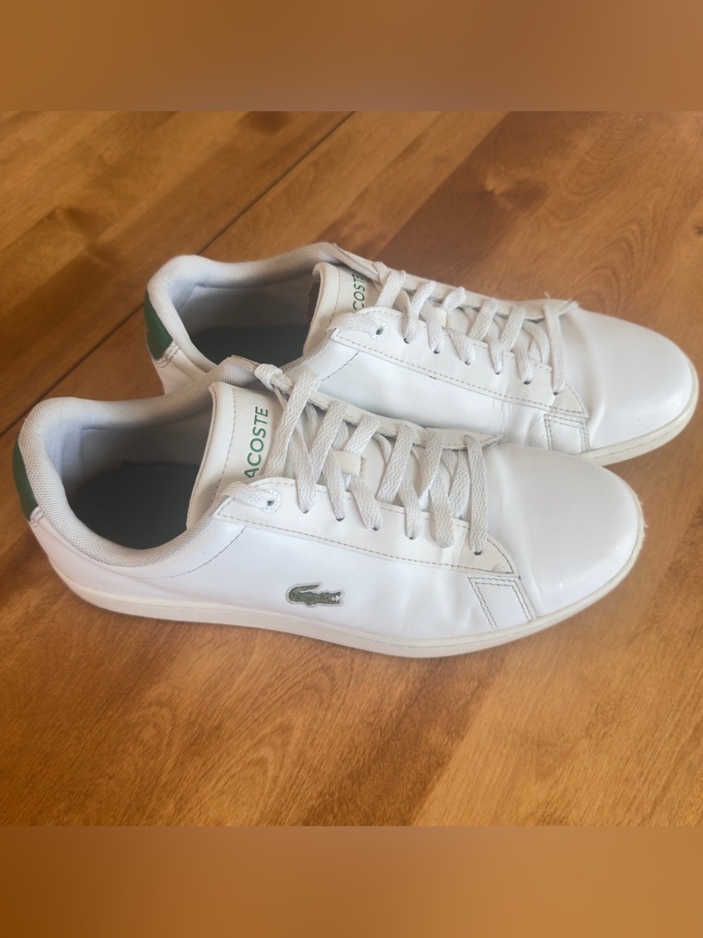Lacoste White Leather Hydez Low-Top Sneakers Green Croc Logo Men’s 10 - Picture 5 of 16